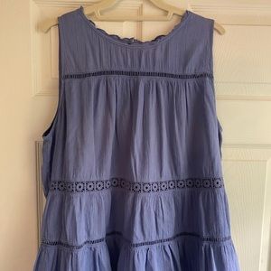 Boho, tiered, sleeveless top.  Generous XL